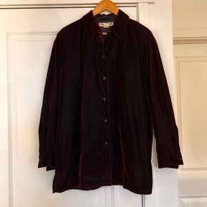 Ronni Nicole Womens‎ Whimsigoth Velvet Burnout Button Up Top Size 12 Burgundy